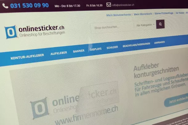 Onlinesticker.ch Onlineshop SICHTBAR Beschriftung Belp