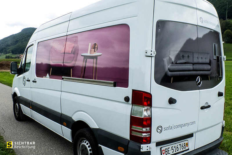 Fahrzeugbeschriftung Kastenwagen Transporter Folierung SICHTBAR Beschriftung Belp